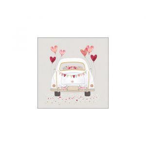 Ambiente Serviette &laquo; Just Married Car &raquo;