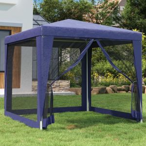 VidaXL Tente de f&ecirc;te avec 4 parois lat&eacute;rales en maille Bleu 2,5x2,5 m