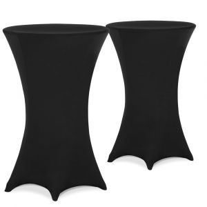 Housse de table haute, set de 2, noir Ø70cm