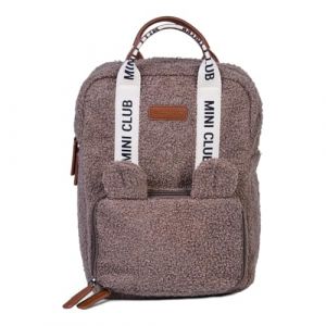 CHILDHOME, Sac a Dos, Bebe, Sac à dos Enfant, Cartable maternelle, Pochette isotherme, Compartiment boite à repas, Solide, Matière Coton, My First Bag, 7L, Mini Club Urban, Teddy Brun