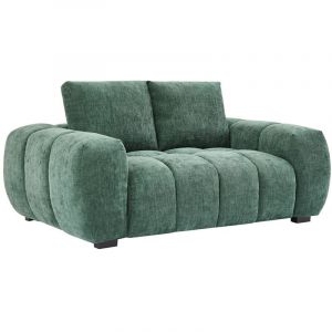 Canap&eacute; 2 places en tissu textur&eacute; vert BERENIA