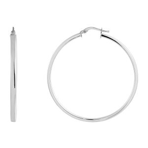 Cleor Boucles oreilles Créoles en Argent 925/1000 Femme Argenté - Taille Unique