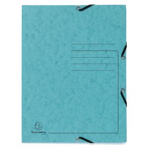 Exacompta 55422E - Chemise à élastique 3 rabats Carte lustrée, imprimée, coloris turquoise