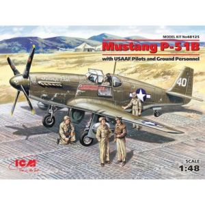 ICM Maquette Avion Mustang P-51b With Usaaf Pilots And Ground Personnel