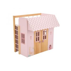 Arias Lit cabane en bois pour poup&eacute;e - Rose - Dimensions: 50x39x50 cm - Cottage - Mat&eacute;riau: Plastique