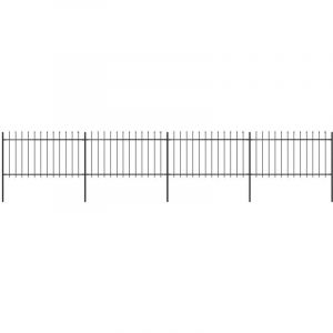 VidaXL Clôture de jardin avec dessus en lance Acier 6,8 x 1 m Noir