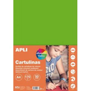 APLI 16216 - Etui de 50 feuilles de carte 170 g/m&sup2;, A4, coloris fluos assortis