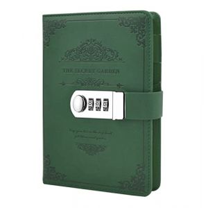 Ai-life Rétro Vintage PU Cuir Carnet de Notes Agenda Planificateur Organisateur avec Serrure à combinaison, Cahier/Journal Bloc-notes/Aidemémoire Cadenas Carnet, Porte-stylo(200x130mm)