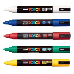 Posca Lot de 5 marqueurs PC-5M pointe moyenne conique