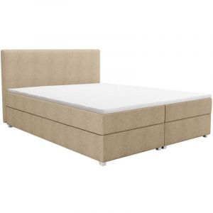 Ensemble complet boxspring t&ecirc;te de lit + sommier + matelas + surmatelas - 140 x 200 cm - Tissu - Beige - ONAN de YSM&Eacute;E