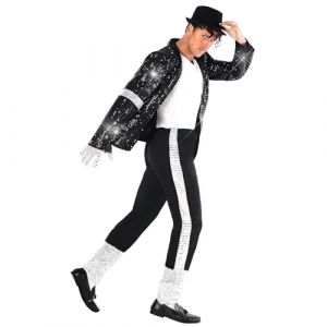 Morph Costume Pop Star Homme Déguisement Chanteur Roi de la Pop Costume Disco Carnaval Adulte