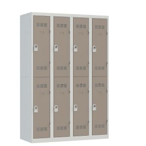 Vestiaire 4 colonnes - 2 cases - Gris et taupe