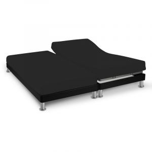 Soleil d'Ocre Drap housse tpr en coton 57 fils 2x70x190 cm uni noir, par Noir