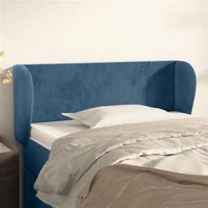 VidaXL Tête de Lit avec Oreilles Meuble de Chambre à Coucher Accessoire de Lit Simple Tête de Cadre de Lit Bleu Foncé 103x23x78/88 cm Velours 3116910