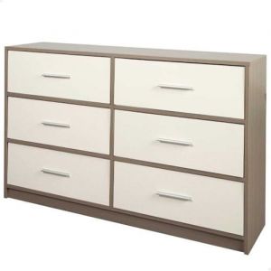 AKTIVE Max Home Commode de Chambre Polyvalente, Gris et Blanc, 6 Tiroirs en Tissu Léger, 114X30X70 cm, Structure en Bois, Système de Rangement, Organisation de la Maison, Décoration, Penderie (18415)