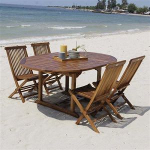 Wilsa Garden Salon de jardin huilé strutcture ovale Teck T4/8+C4