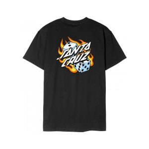 Santa cruz Flaming Dice Dot Chest T-Shirt noir