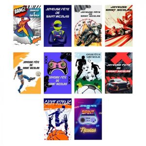 Image de Cartes Saint Nicolas - ADZIF.BIZ - Lot de 10 - Papier Satin&eacute; - Fabrication Fran&ccedil;aise