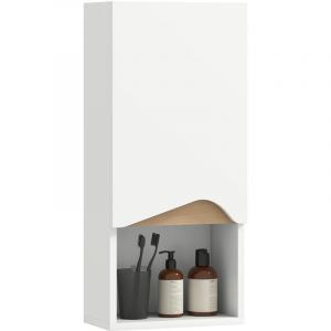 Homcom Armoire murale de salle de bain - porte &agrave; fermeture douce, &eacute;tag&egrave;re r&eacute;glable - panneau de particules - 30x17x67cm - blanc
