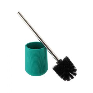 Image de Tendance Brosse WC avec support Vert Bleu strié et manche en Métal - Vert bleu