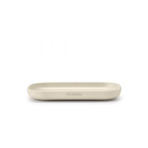 Brabantia ReNew Porte-Savon - Base Douce Antidérapante - Les Nervures Gardent le Savon Haut & Sec - Anti-Rayures - Anti-Corrosion - Accessoire de Salle de Bains - Soft Beige - 13,5 x 8 cm