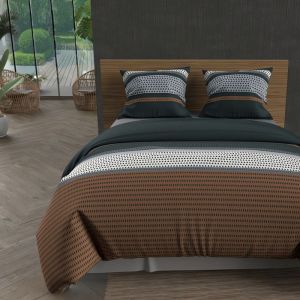 Soleil d'Ocre Thales Parure Housse de Couette Coton 57 Fils, Brique, par - 260 x 240 cm - Brique
