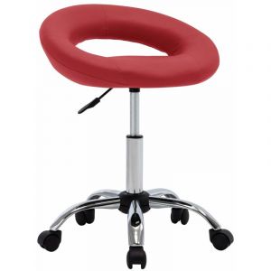 VidaXL Chaise de travail roulante Rouge bordeaux Similicuir