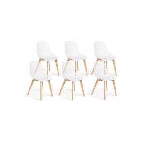 Idmarket Lot de 6 chaises mandy blanches pour salle à manger - Blanc