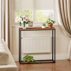 Console Meuble, Table Console Fine de 75 cm, Bout de Canapé, Table d’Entrée, pour Couloir, Salon, Chambre, Hall, Escalier, Marron Rustique