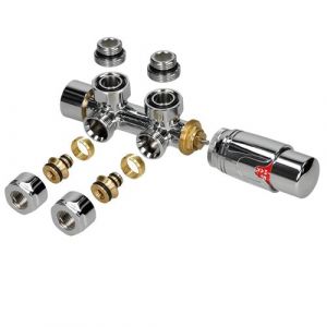 ECD Germany Thermostat Radiateur Kit Raccordement Espacement Tuyau Connexion Central 50 mm