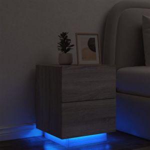 VidaXL Armoire De Chevet Et Lumières Led Sonoma Gris Bois D'ingénierie