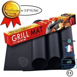 Image de Confo Tapis De Gril Antiadh&eacute;sif R&eacute;utilisable Tapis De Barbecue Ustensiles De Cuisine Haute Temp&eacute;rature Tapis