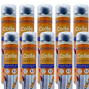 DSTOCK60- 10 colles de montage polyuréthane pistolable - Colle polyuréthane non expansive - Pour le collage et montage de matériaux isolants,