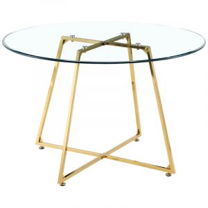 Table à manger ronde 4 personnes heloise Gold transparent 120 cm