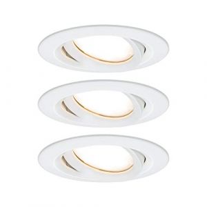 Paulmann 93682 Nova Plus LED Rond orientable avec 3 x 6,8 W IP65 Spot encastrable à intensité Variable Blanc Mat en Aluminium 2700 K, 3er-Set