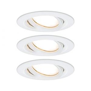 Image de Paulmann 93682 Nova Plus LED Rond orientable avec 3 x 6,8 W IP65 Spot encastrable à intensité Variable Blanc Mat en Aluminium 2700 K, 3er-Set