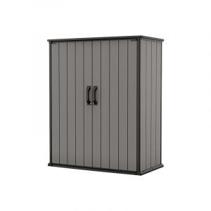 Keter Armoire de jardin haute, Premier Polyvalent Durable, en résine Style Bois, résistant aux intempéries, Gris - 1400L - 140x73.6x170.4 cm