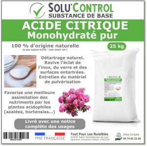 Tout Pour Les Nuisibles - Acide citrique pur 25 kg D&eacute;tartrant naturel et multi-usage