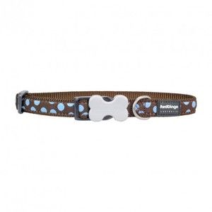 RedDingo Collier réglable pour chien Marron Pois Bleu 40-60 cm 25 mm