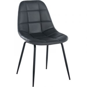 CLP Chaise de Salle &agrave; Manger Tom tissu ou similicuir Pieds en m&eacute;tal noir, Gris-Similicuir