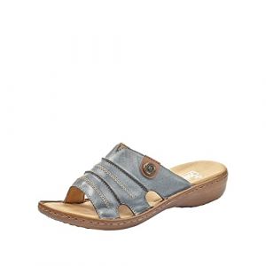 Rieker 60876, Mules femme - Bleu (Whitedenim/Nuss 12), 39 EU