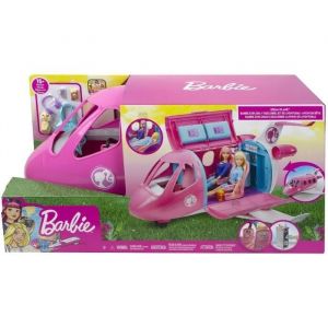 Mattel Coffret Avion De Reve Rose + Accessoires - Vehicule Poupee Mannequin - Voyage, Vacances - Set Jouet Fille Et Carte