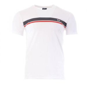 Sergio Tacchini Tee shirt en coton Stripe - Homme - Col rond - Manches courtes - Blanc
