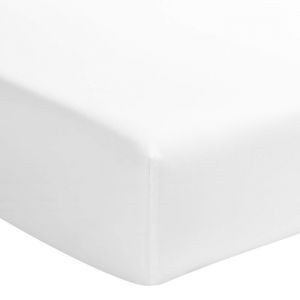 Terre de Nuit Drap housse blanc 100% coton bonnet 40 cm 160x200 cm - Blanc - Fabriqu&eacute; en France
