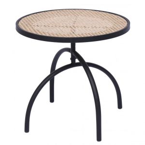 Image de Table d'Appoint YOKI en Métal avec Plateau en Pin Naturel Pieds arrondis