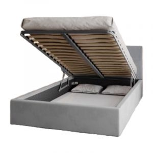 Kids Literie - Lit coffre rino 120 x 200 cm - Sommier inclus Gris clair