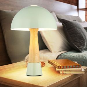 Globo Lampe de table champignon aspect bois vert Lampe de chevet Lampe de salon Lampe de chambre, m&eacute;tal, 1x E27, DxH 25x36,5 cm