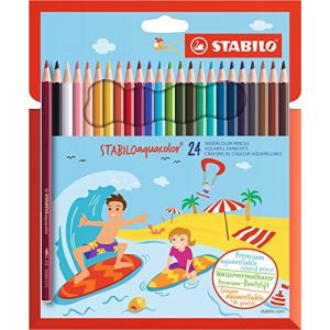 Stabilo Aquacolor – Crayons de couleur aquarellables – Lot de 24