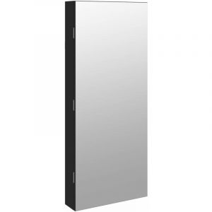 VidaXL Armoire à bijoux avec miroir et éclairage LED mural noir