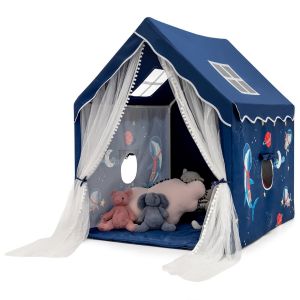 Coast Play Tent Grande tente de jeu intérieure pour enfants avec rideau de porte mat 121 x 105 x 137 cm bleu